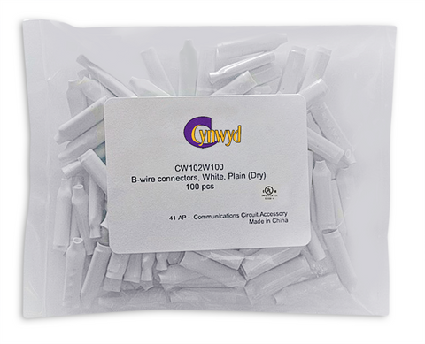 Cynwyd, CW102W100, B Connector, b-wire connector, splice, white, dry, 